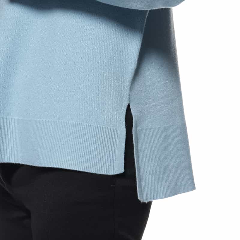 BARNEYS NEW YORK ウォッシャブル 2枚衿デザイン ニットプルオーバー LIGHT BLUE