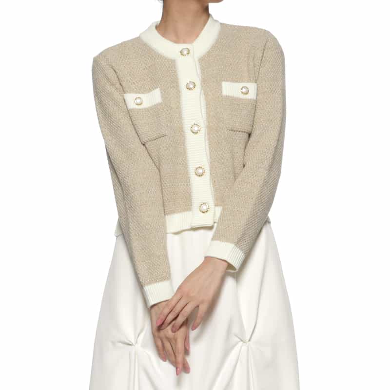 バイカラー ニットカーディガン