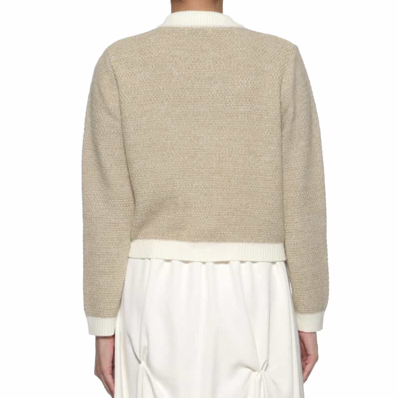 BARNEYS NEW YORK バイカラー ニットカーディガン BEIGE