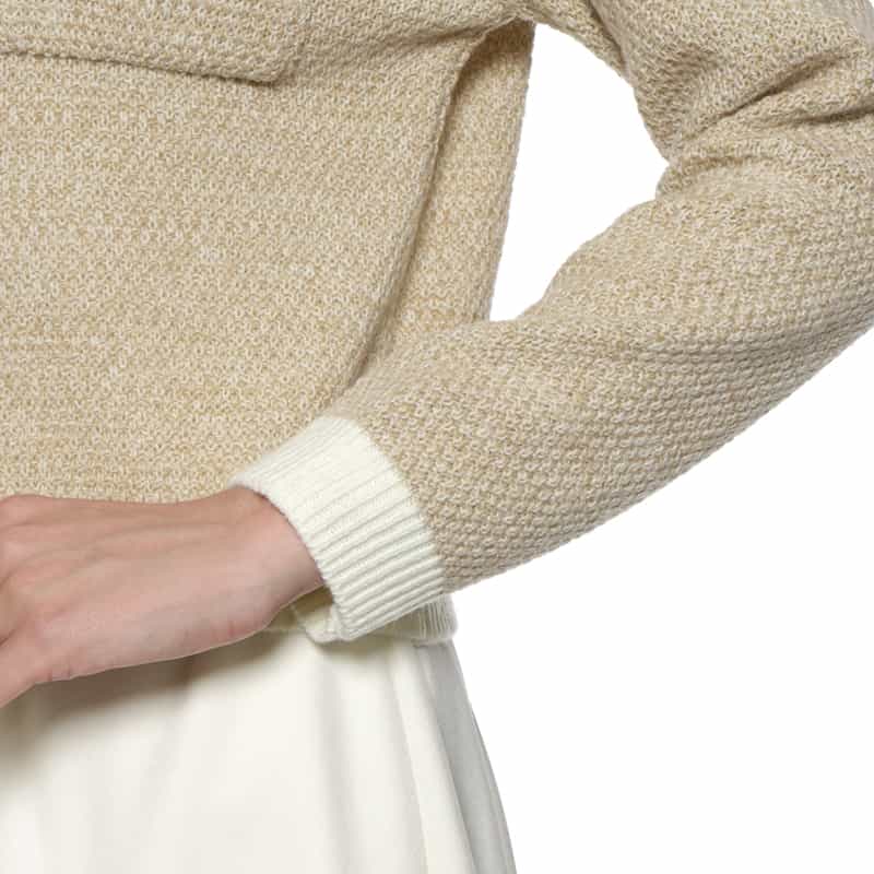 BARNEYS NEW YORK バイカラー ニットカーディガン BEIGE