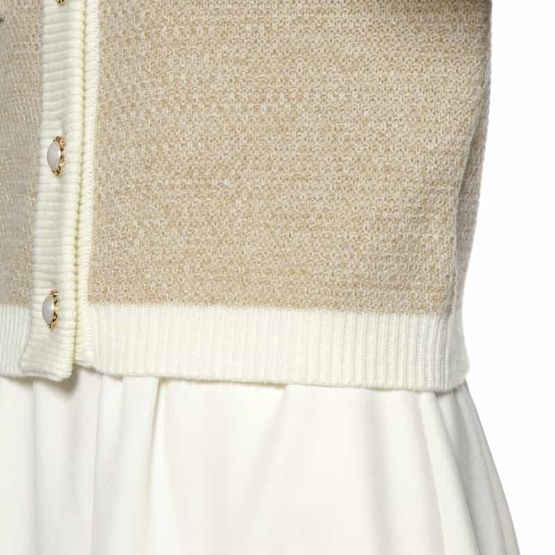 BARNEYS NEW YORK バイカラー ニットカーディガン BEIGE