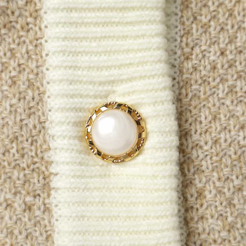 BARNEYS NEW YORK バイカラー ニットカーディガン BEIGE