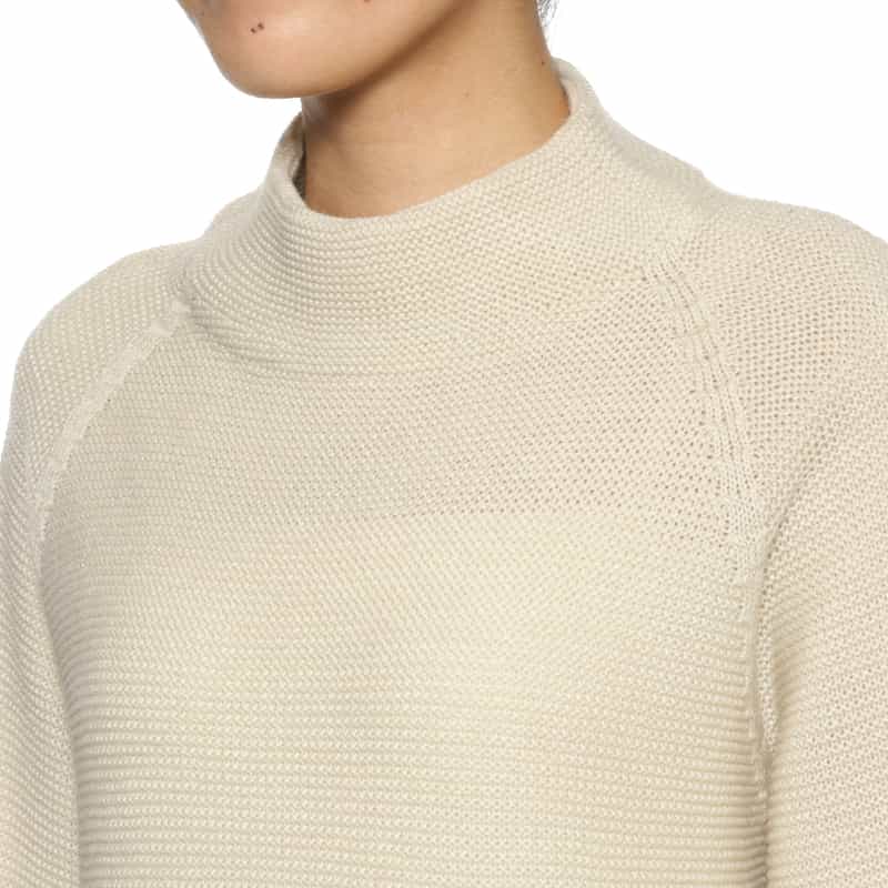 BARNEYS NEW YORK バイカラーライン ボトルネックニットプルオーバー BEIGE