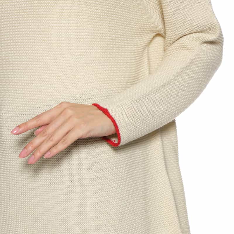 BARNEYS NEW YORK バイカラーライン ボトルネックニットプルオーバー BEIGE