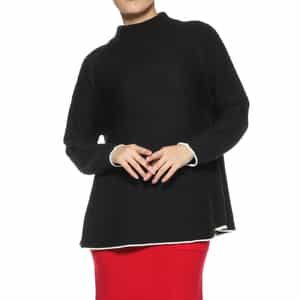 バイカラーライン ボトルネックニットプルオーバー