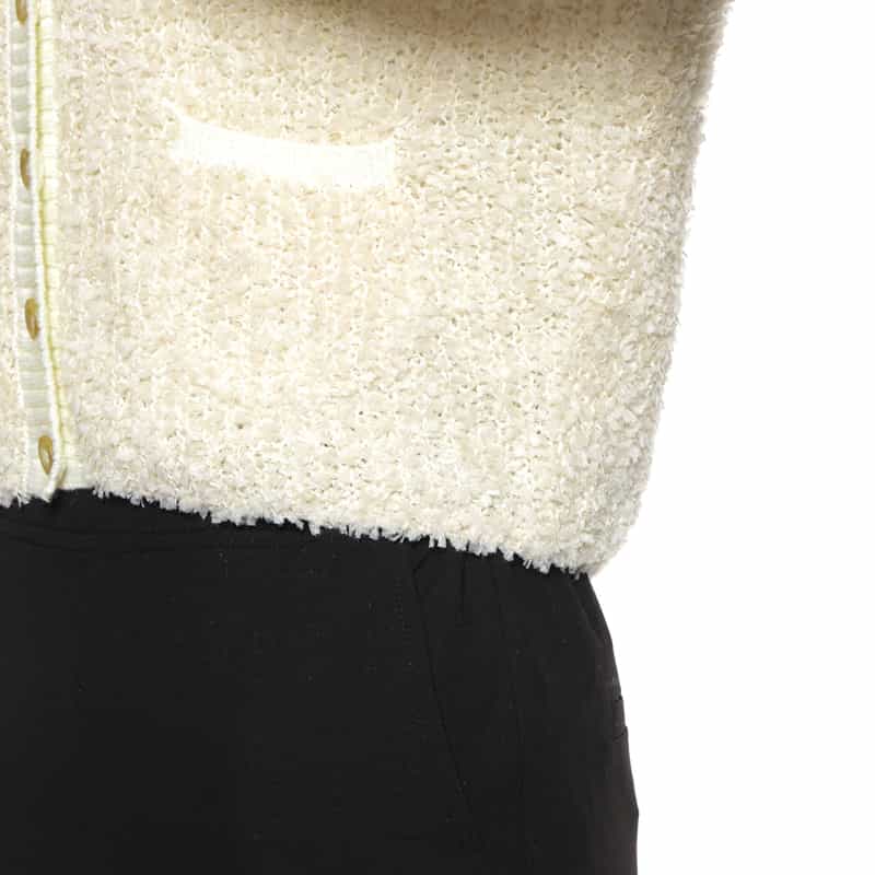 BARNEYS NEW YORK Vネック リボンヤーンニットカーディガン IVORY