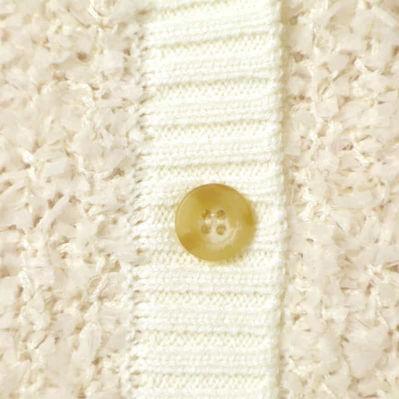 BARNEYS NEW YORK Vネック リボンヤーンニットカーディガン IVORY