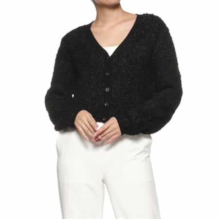 Vネック リボンヤーンニットカーディガン