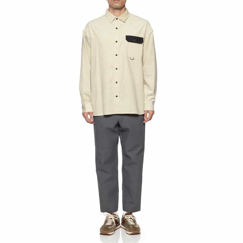 BARNEYS NEW YORK コットンコール素材 ポケットシャツ BEIGE