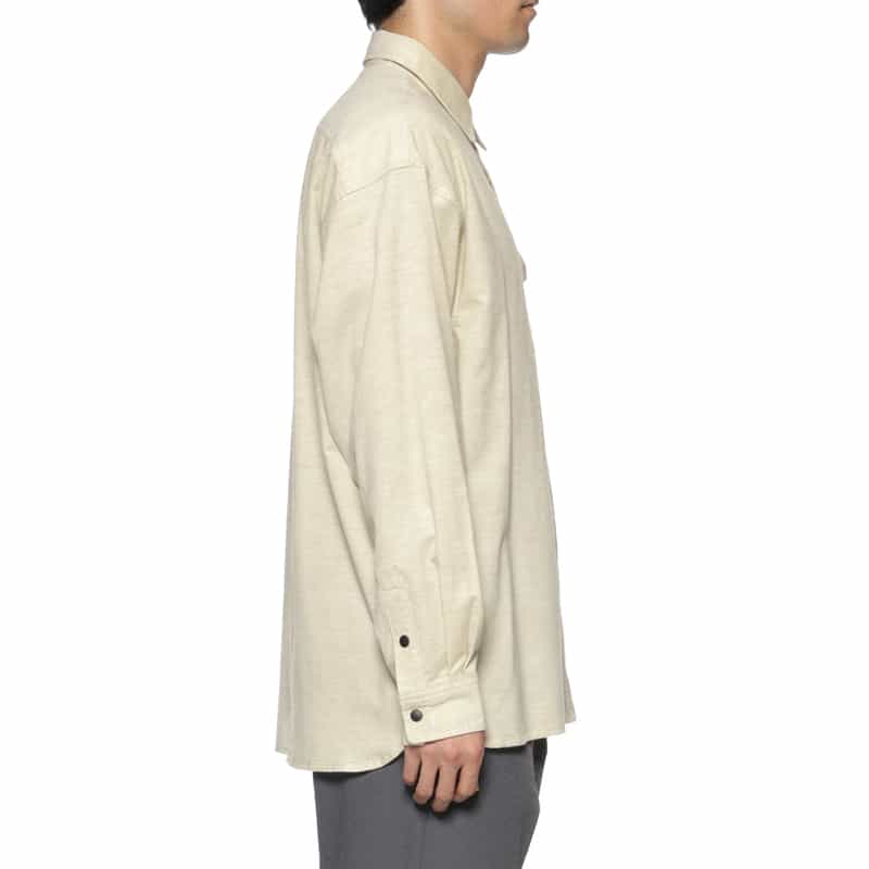 BARNEYS NEW YORK コットンコール素材 ポケットシャツ BEIGE