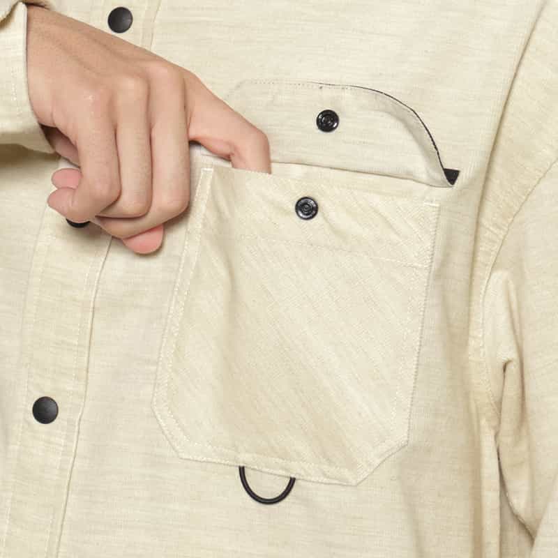 BARNEYS NEW YORK コットンコール素材 ポケットシャツ BEIGE
