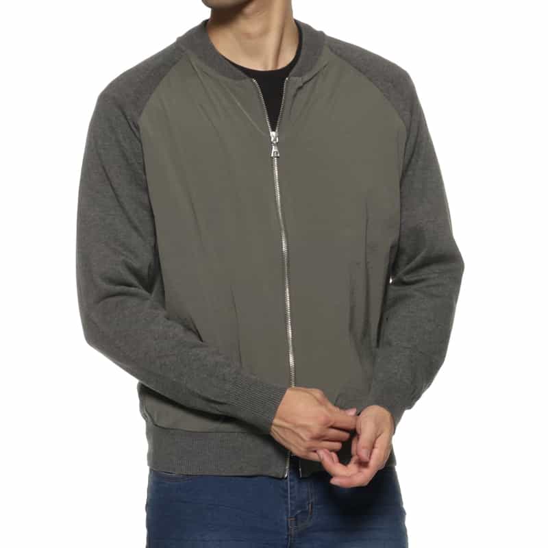 BARNEYS NEW YORK コンビネーション ジップアップブルゾン GRAY