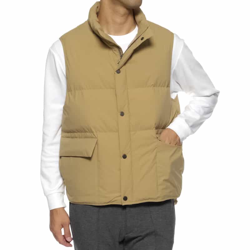 BARNEYS NEW YORK ウォッシャブル 4WAYストレッチ ダウンベスト BEIGE