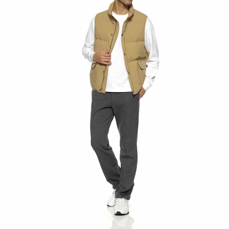 BARNEYS NEW YORK ウォッシャブル 4WAYストレッチ ダウンベスト BEIGE