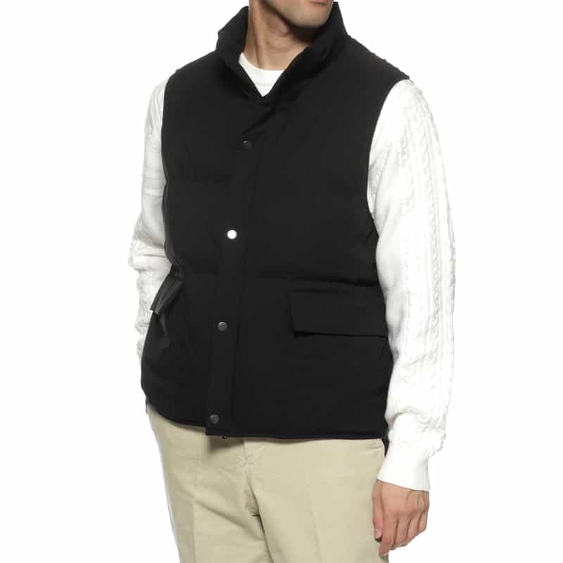 BARNEYS NEW YORK ウォッシャブル 4WAYストレッチ ダウンベスト BLACK