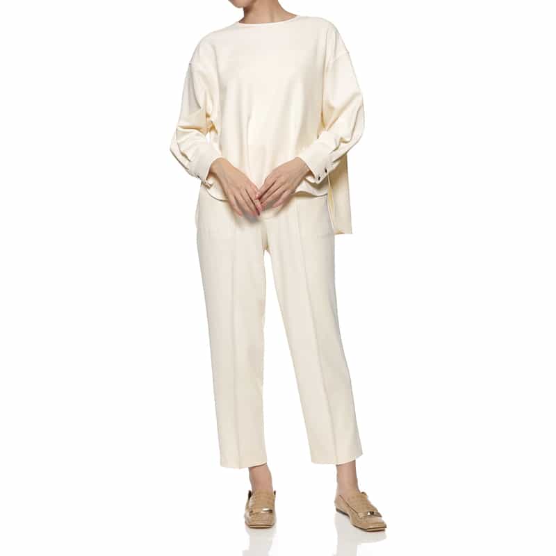 BARNEYS NEW YORK セットアップ パーフェクトジャージー素材ブラウス IVORY