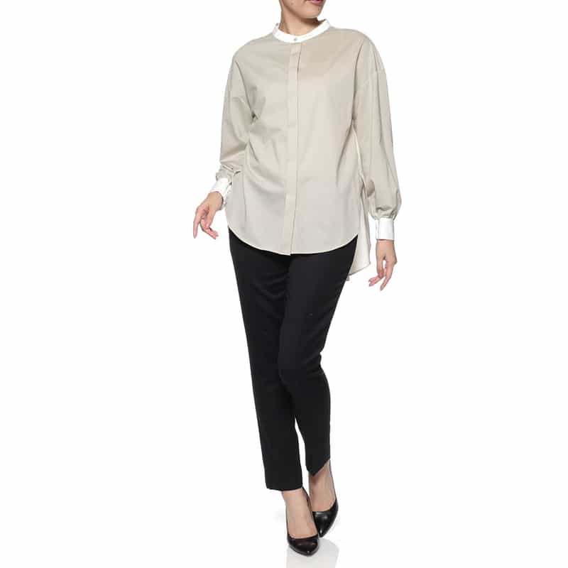 BARNEYS NEW YORK ウォッシャブル コンビネーションブラウス BEIGE