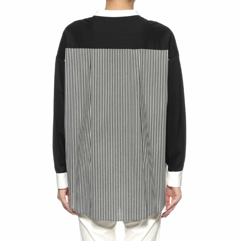 BARNEYS NEW YORK ウォッシャブル コンビネーションブラウス BLACK