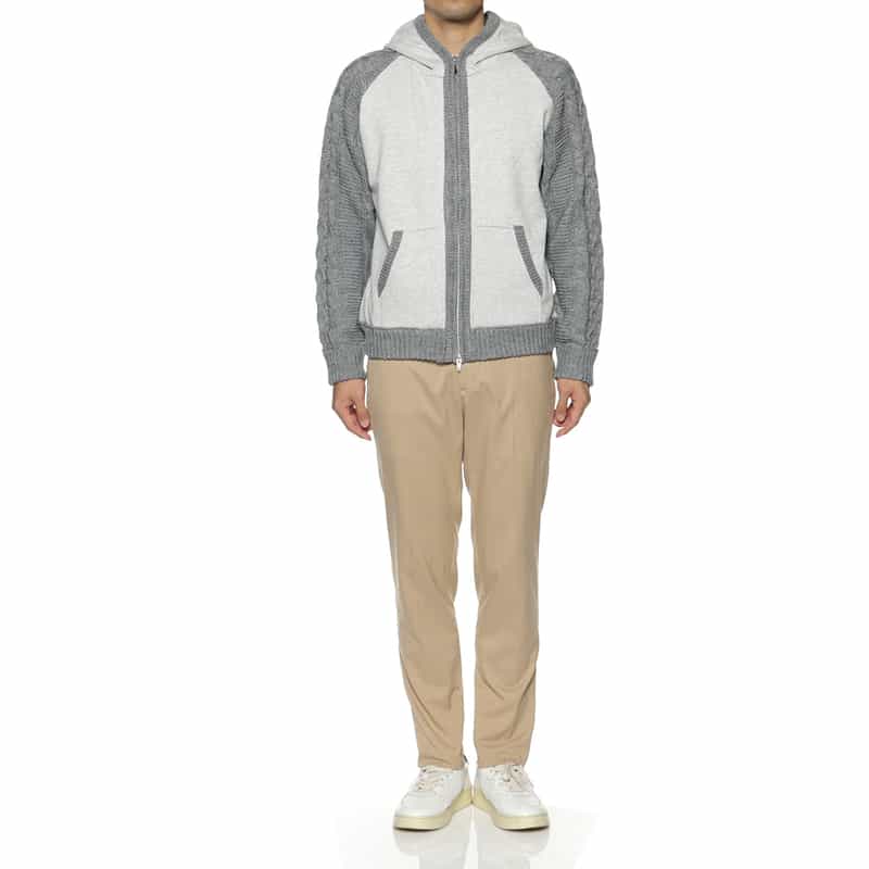 BARNEYS NEW YORK 異素材コンビネーション ジップアップパーカー GRAY