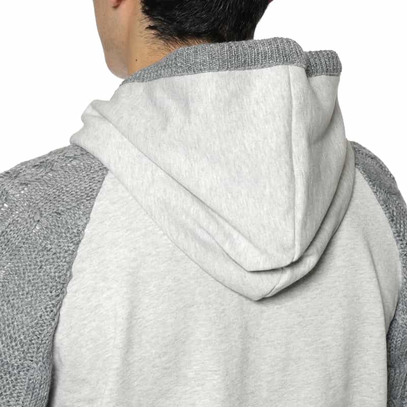 BARNEYS NEW YORK 異素材コンビネーション ジップアップパーカー GRAY