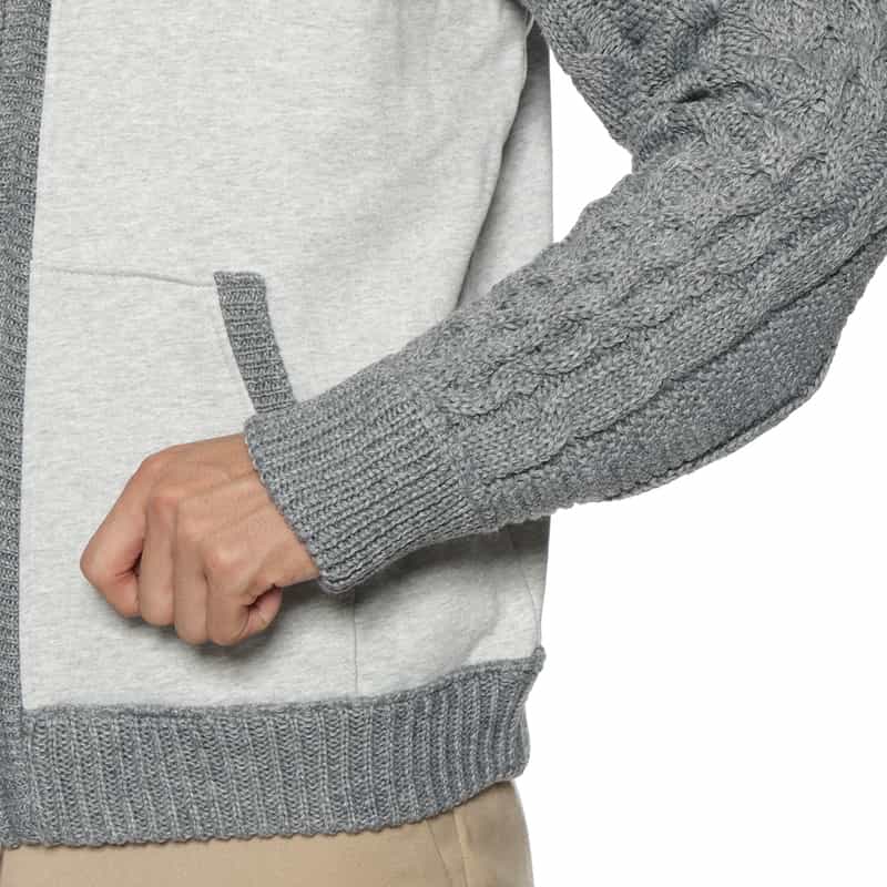 BARNEYS NEW YORK 異素材コンビネーション ジップアップパーカー GRAY