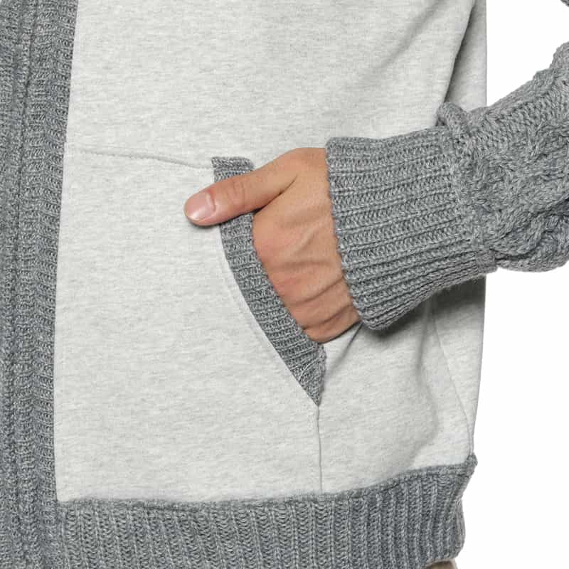 BARNEYS NEW YORK 異素材コンビネーション ジップアップパーカー GRAY