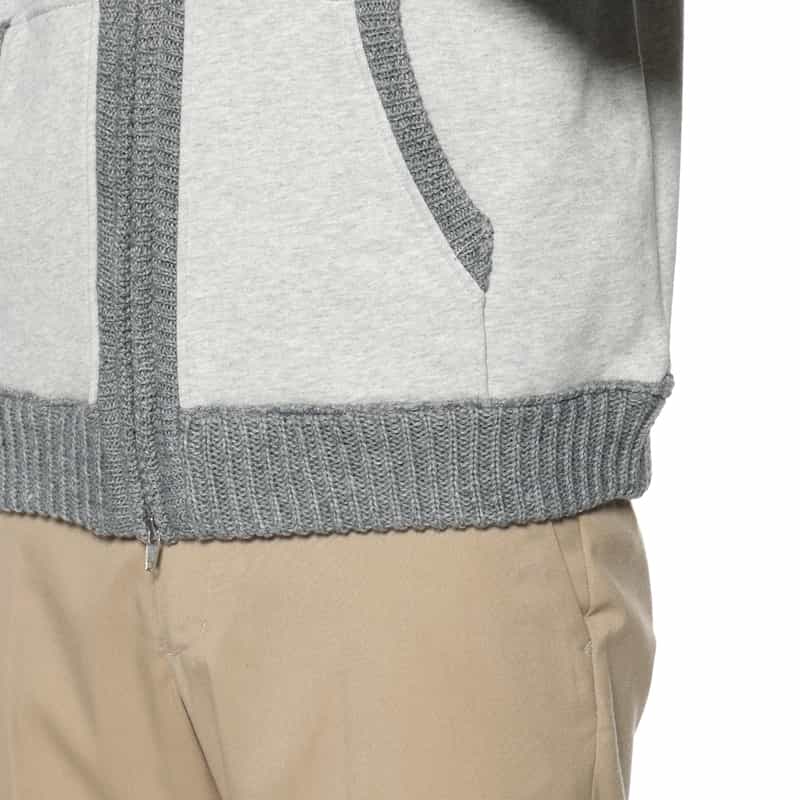 BARNEYS NEW YORK 異素材コンビネーション ジップアップパーカー GRAY