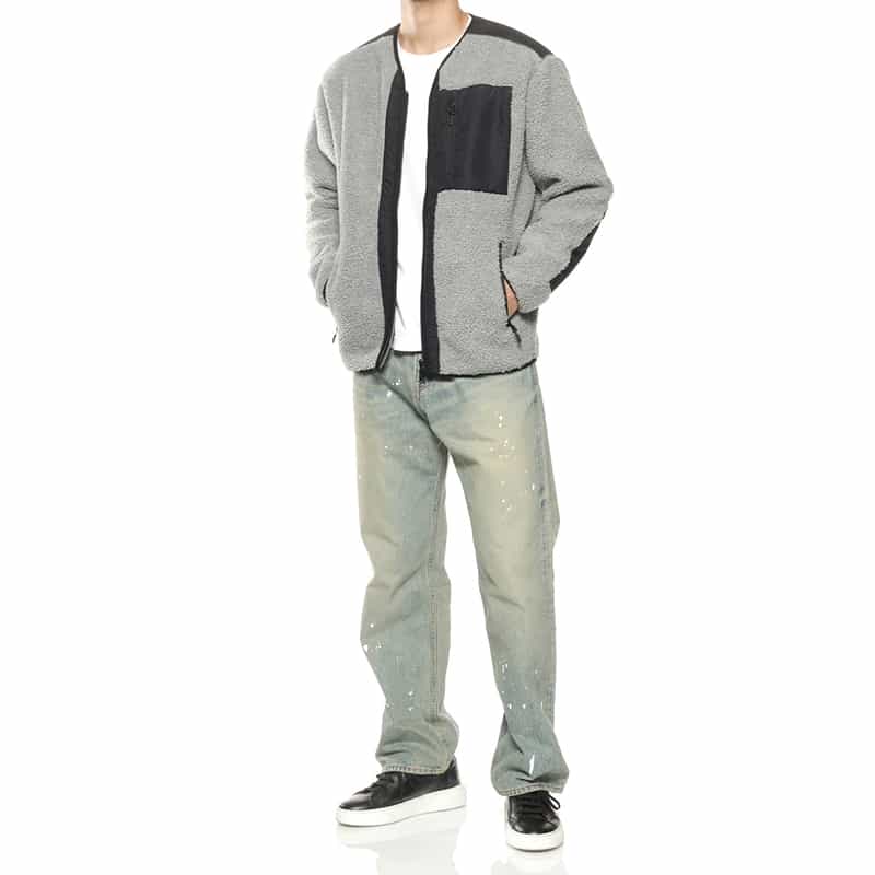 BARNEYS NEW YORK ボアフリースジャケット LIGHT GRAY