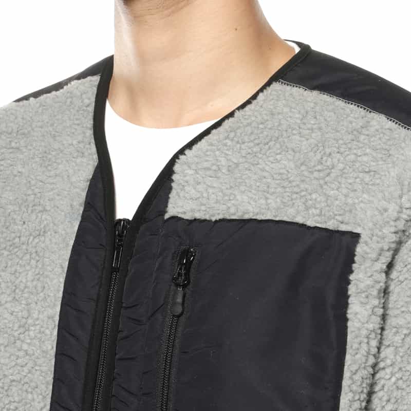 BARNEYS NEW YORK ボアフリースジャケット LIGHT GRAY