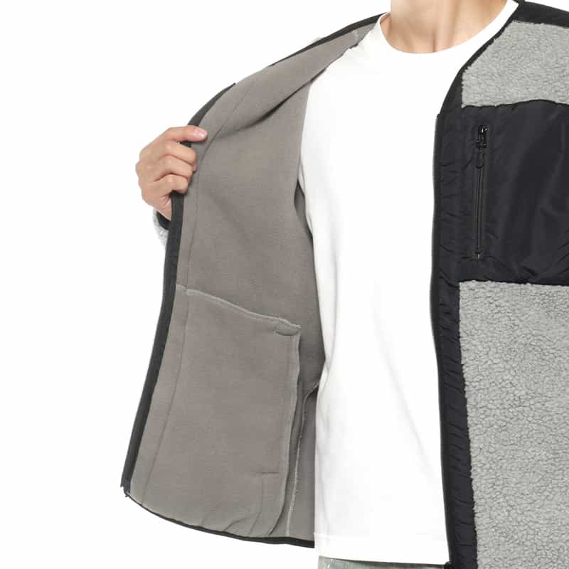 BARNEYS NEW YORK ボアフリースジャケット LIGHT GRAY
