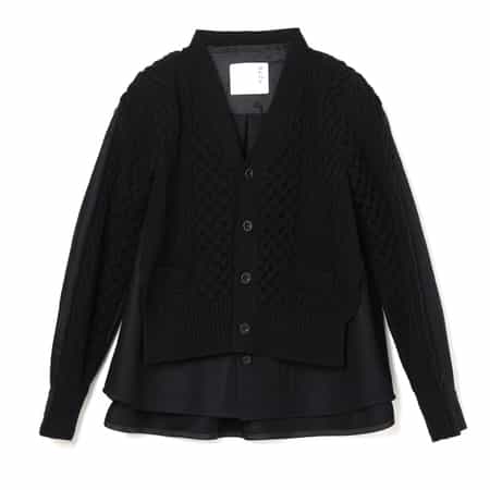 サカイ　sacai カーディガン SACAI＜サカイ＞コンビネーション ジップアップVネックニット