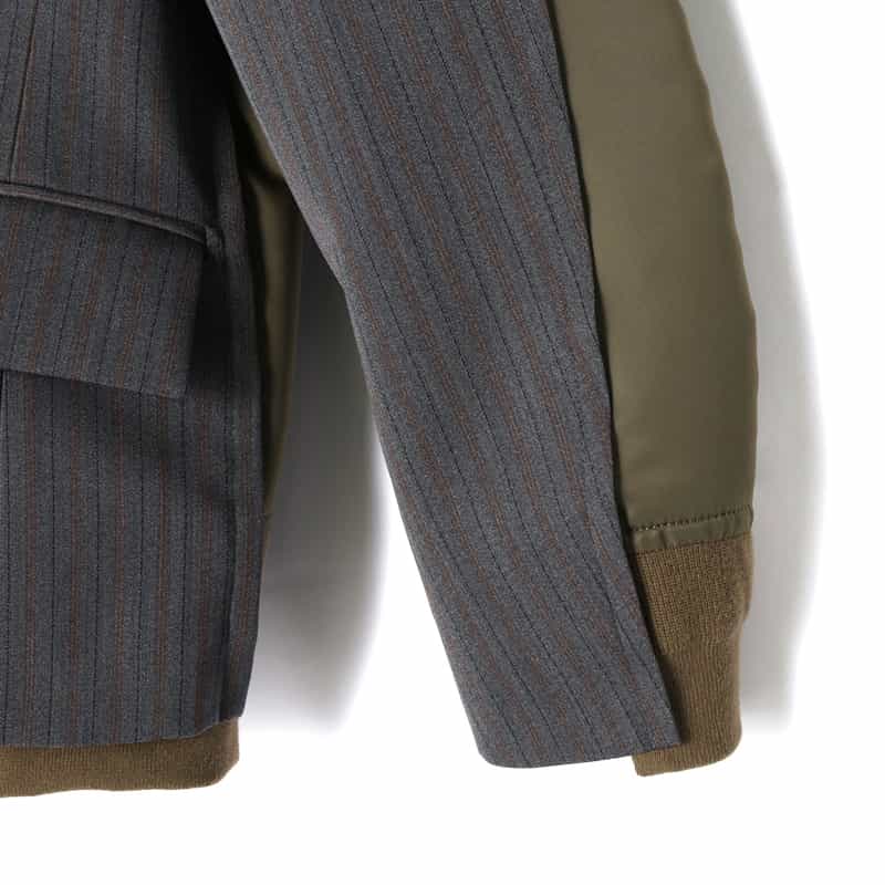SACAI SACAI＜サカイ＞ コンビネーションストライプ柄ダブルブレストジャケット GRAY