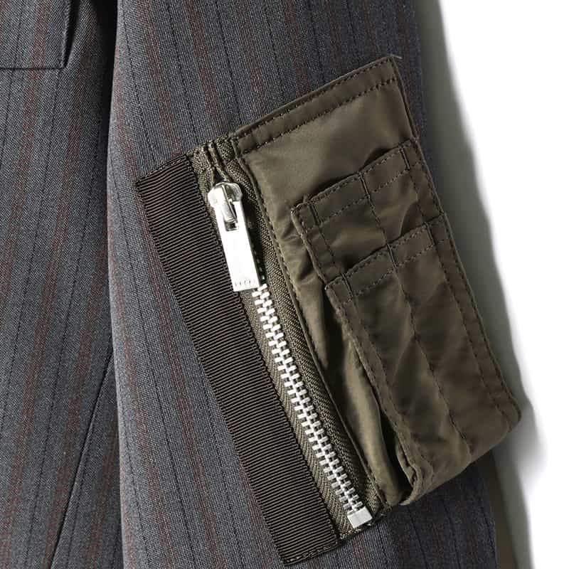 SACAI SACAI＜サカイ＞ コンビネーションストライプ柄ダブルブレストジャケット GRAY