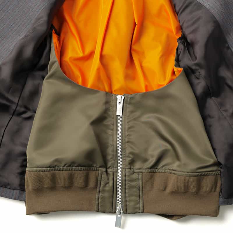 SACAI SACAI＜サカイ＞ コンビネーションストライプ柄ダブルブレストジャケット GRAY