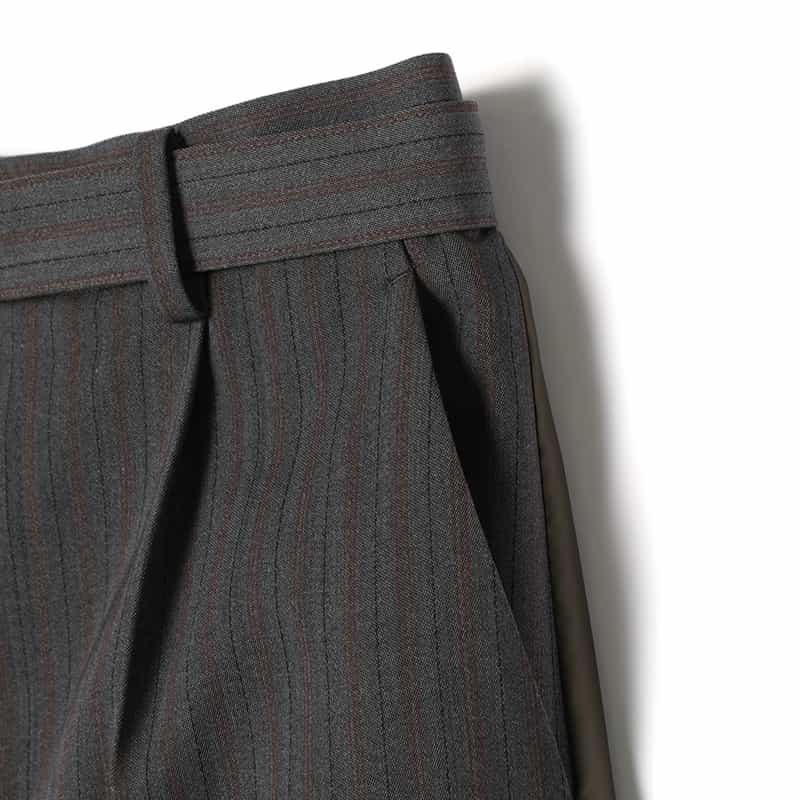 SACAI SACAI＜サカイ＞ コンビネーションストライプ柄フレアスカート GRAY