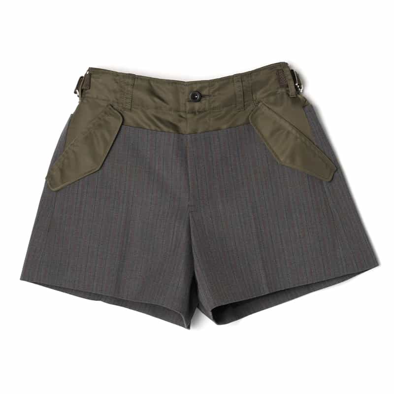 SACAI SACAI＜サカイ＞ コンビネーションストライプ柄ショートパンツ GRAY