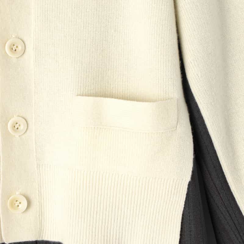 SACAI SACAI＜サカイ＞ コンビネーション ウールニットカーディガン IVORY