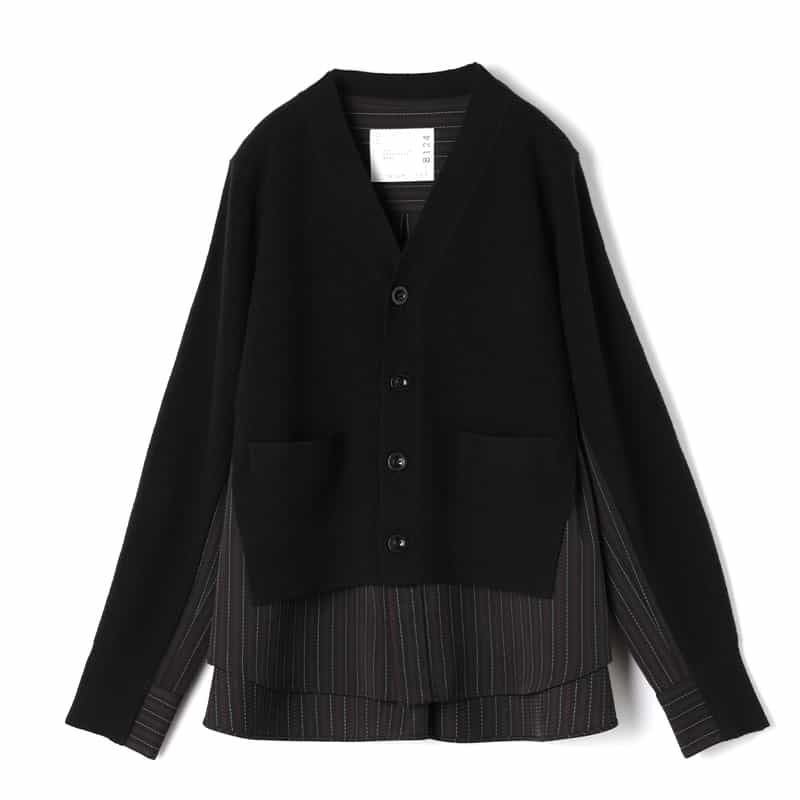 SACAI SACAI＜サカイ＞ コンビネーション ウールニットカーディガン BLACK