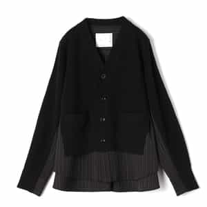 【美品】BARNEYS NEW YORK コットンニットカーディガン　ブラック コットンニットカーディガン（2197558）｜BARNEYS NEW YORK