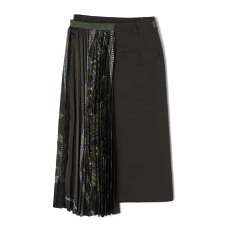 sacai フレアスカート 黒と緑の柄 日本製 SACAI＜サカイ＞ コンビネーションロングスカート（2256024