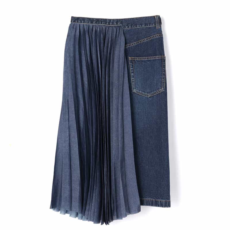 SACAI SACAI＜サカイ＞ サイドプリーツデニムスカート BLUE
