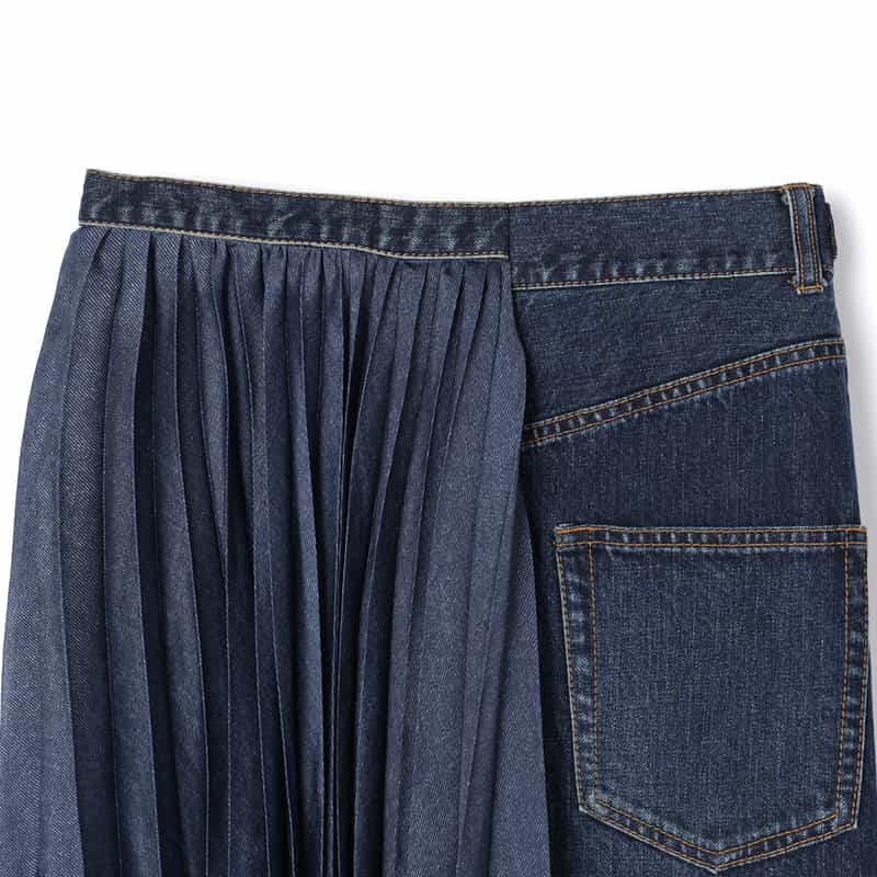SACAI SACAI＜サカイ＞ サイドプリーツデニムスカート BLUE