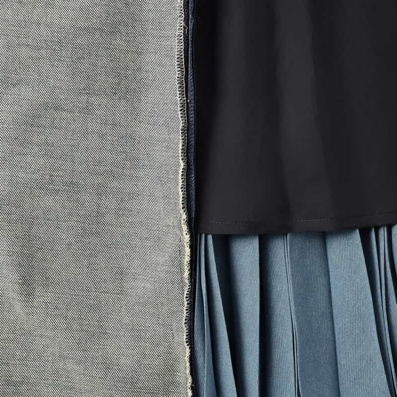 SACAI SACAI＜サカイ＞ サイドプリーツデニムスカート BLUE