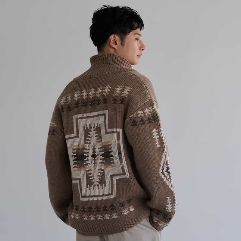 BARNEYS NEW YORK ＜ペンドルトン＞コラボレーション ジップアップニットカーディガン BROWN
