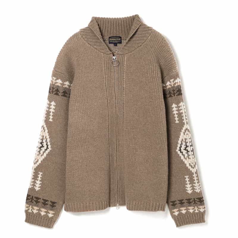 BARNEYS NEW YORK ＜ペンドルトン＞コラボレーション ジップアップニットカーディガン BROWN
