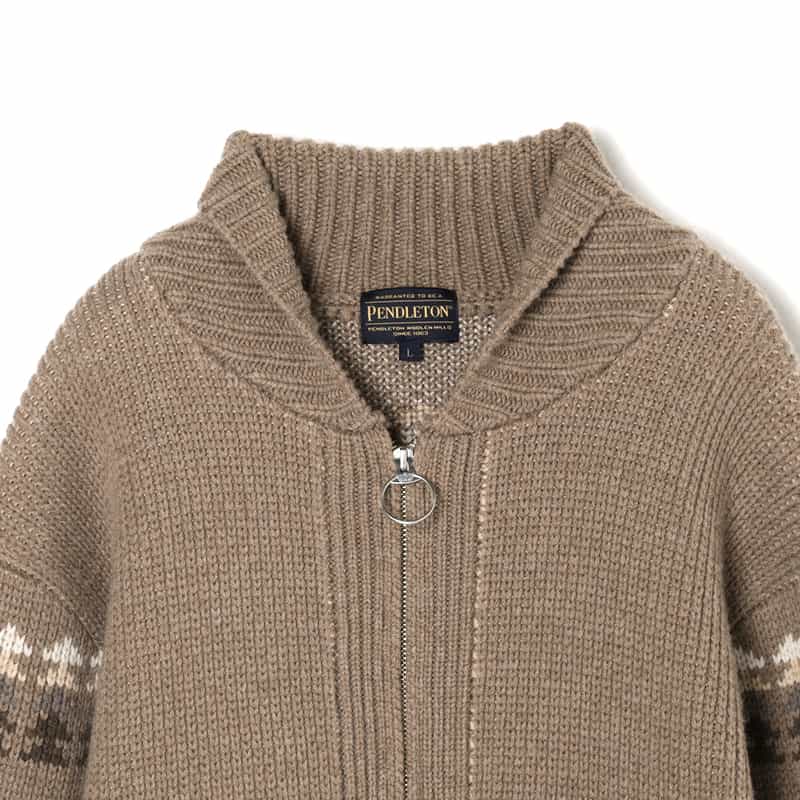 BARNEYS NEW YORK ＜ペンドルトン＞コラボレーション ジップアップニットカーディガン BROWN