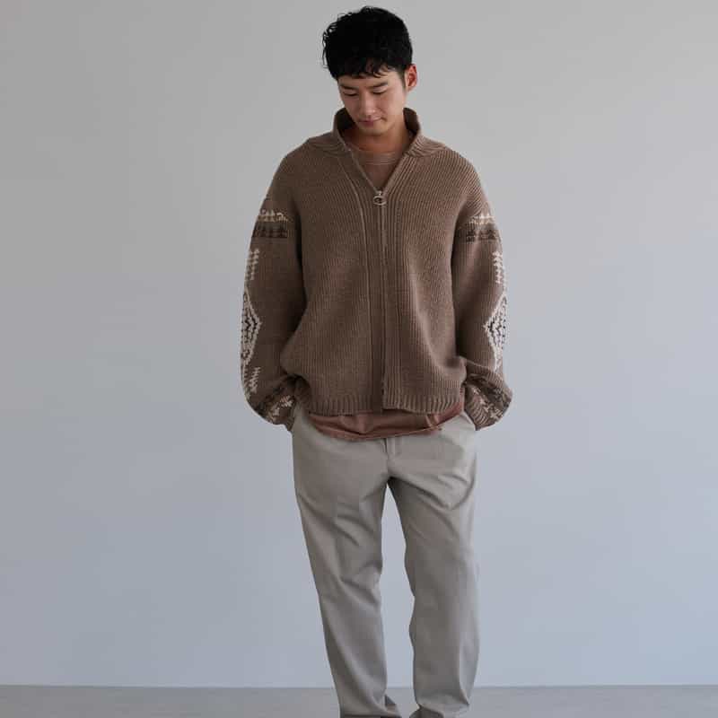 BARNEYS NEW YORK ＜ペンドルトン＞コラボレーション ジップアップニットカーディガン BROWN