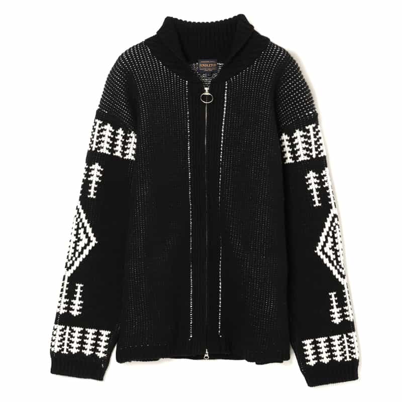 BARNEYS NEW YORK ＜ペンドルトン＞コラボレーション ジップアップニットカーディガン BLACK