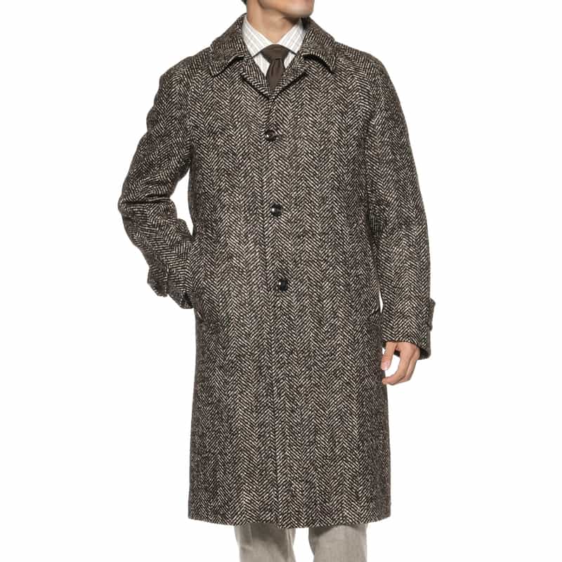 NORMEET NORMEET＜ノーミート＞ バーニーズ　ニューヨーク限定ヘリンボーン柄バルカラーコート BROWN