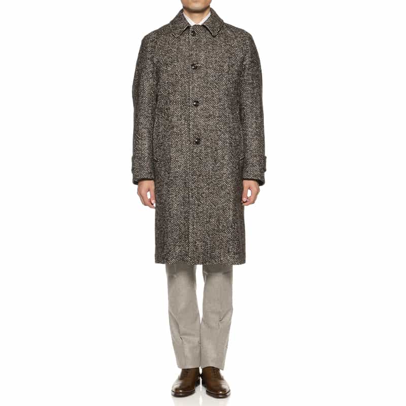 NORMEET NORMEET＜ノーミート＞ バーニーズ　ニューヨーク限定ヘリンボーン柄バルカラーコート BROWN